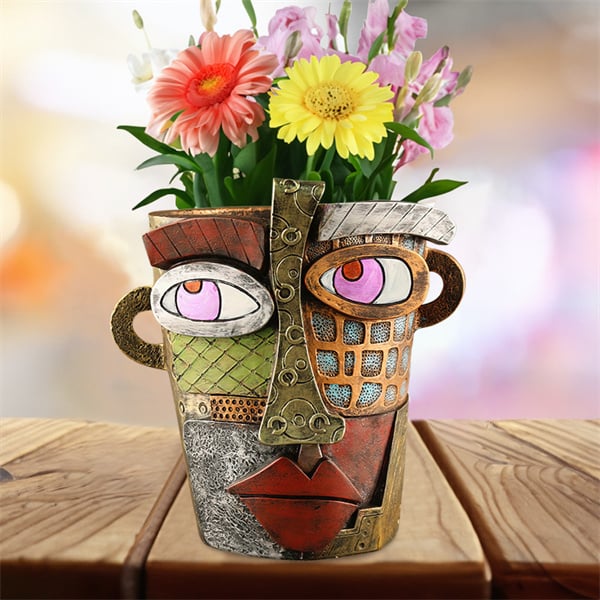 ArteVase - Macetero De Cara De Belleza Abstracta Hecho a Mano