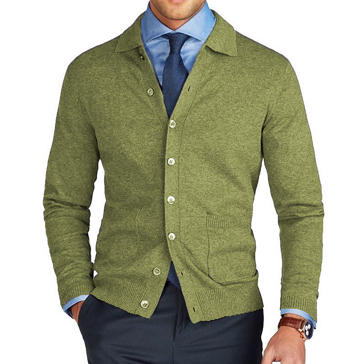 Benny - Chaqueta de Punto Con Bolsillo y Solapa Clásica