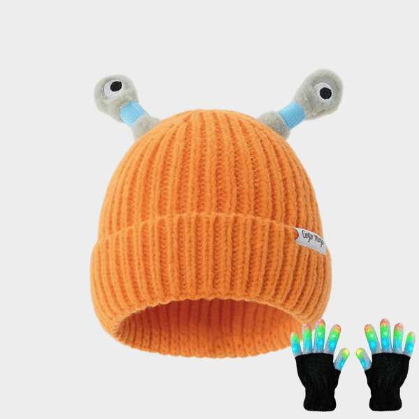 GlowTots - Gorro De Invierno Para Padres e Hijos de Un Simpático Monstruito Brillante