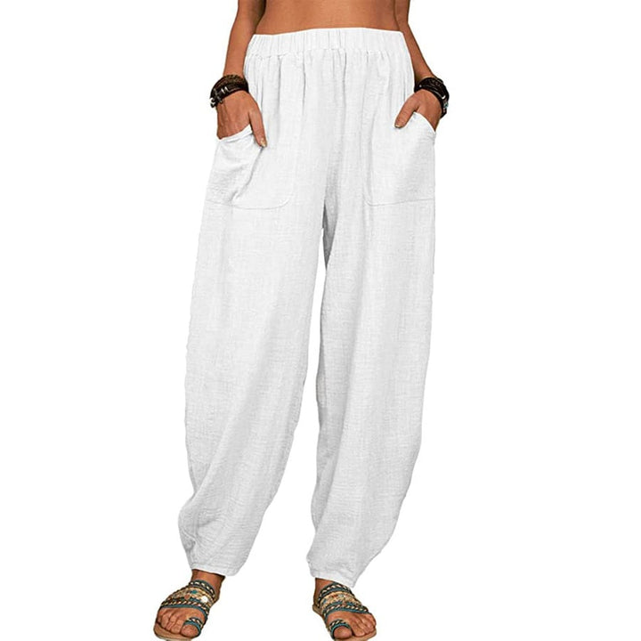 Zinzi - Pantalones De Harén De Lino De Algodón Holgados y Casuales