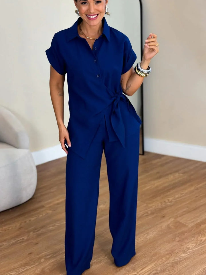 Lorie - Elegante Conjunto De Dos Piezas Con Lazo Delantero