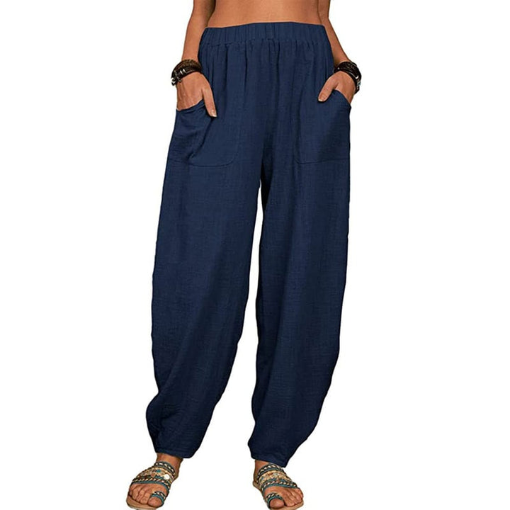 Zinzi - Pantalones De Harén De Lino De Algodón Holgados y Casuales
