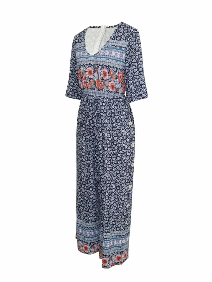 Nerina - Mono Vintage Boho Con Estampado Floral
