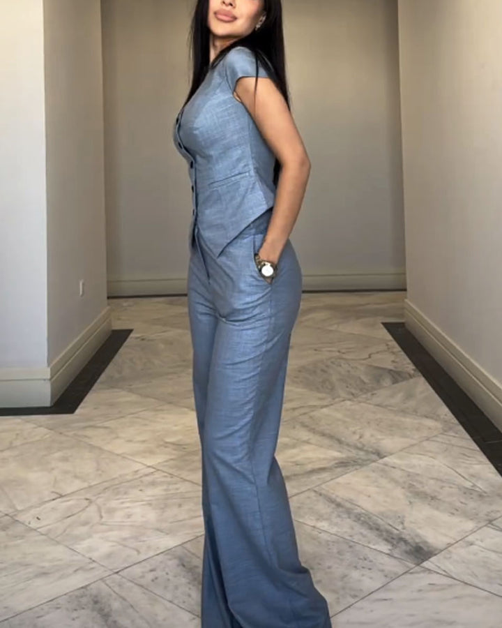 Nizhoni - Conjunto de Blusa y Pantalón de Lino