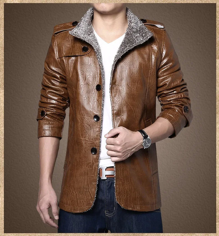 Hiram - Chaqueta de Piel Con Forro Polar