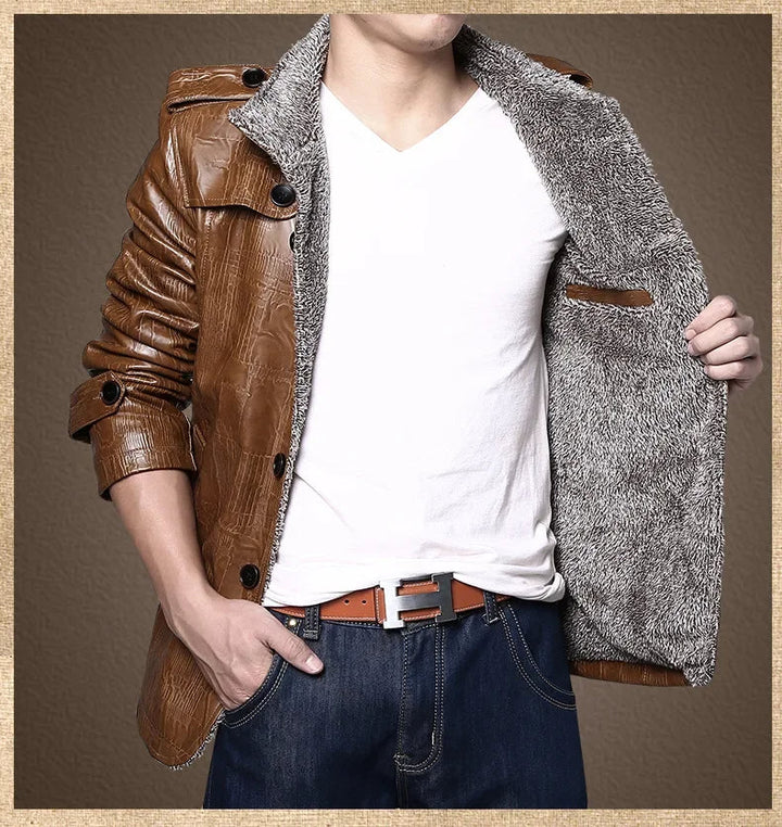 Hiram - Chaqueta de Piel Con Forro Polar
