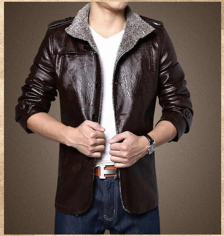 Hiram - Chaqueta de Piel Con Forro Polar
