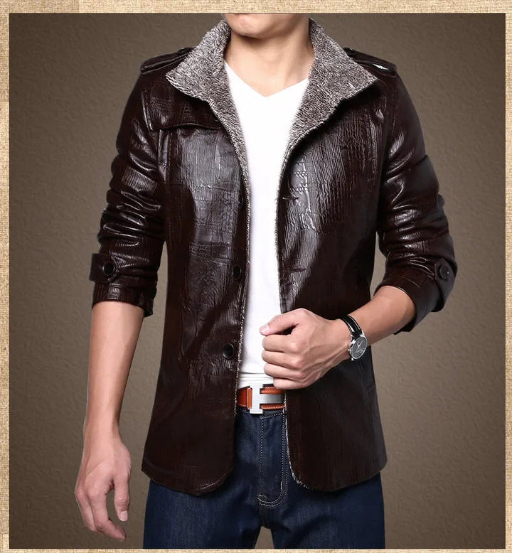 Hiram - Chaqueta de Piel Con Forro Polar