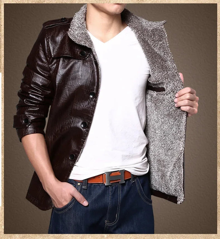 Hiram - Chaqueta de Piel Con Forro Polar
