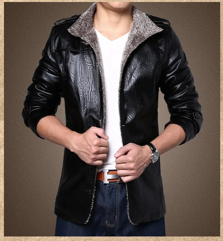 Hiram - Chaqueta de Piel Con Forro Polar