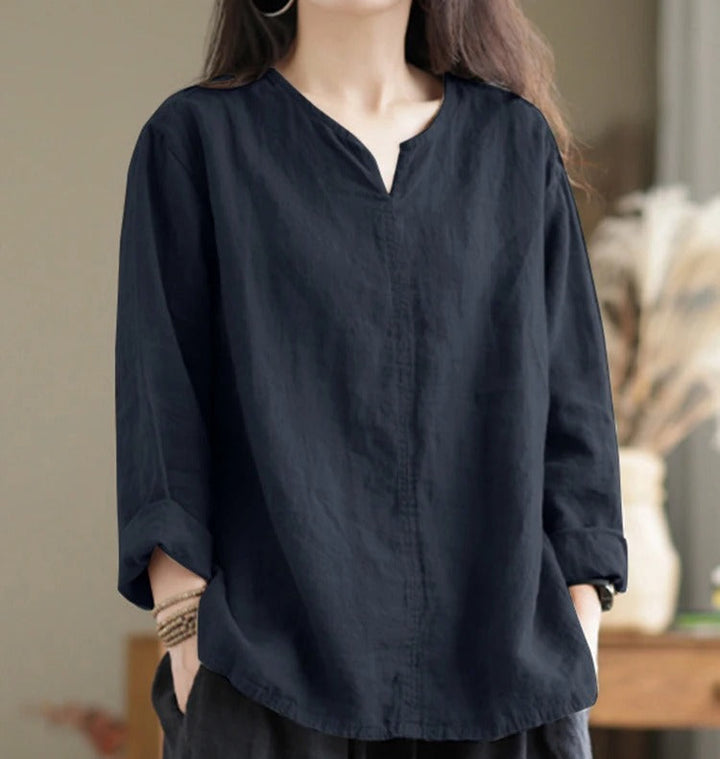 Maaike – Blusa De Algodón Con Cuello De Pico