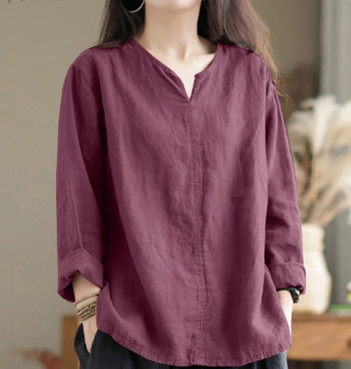 Maaike – Blusa De Algodón Con Cuello De Pico
