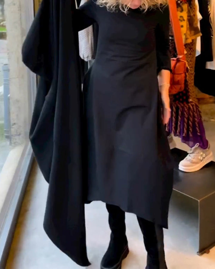 Cla - Vestido Midi Negro Con Bolsillos