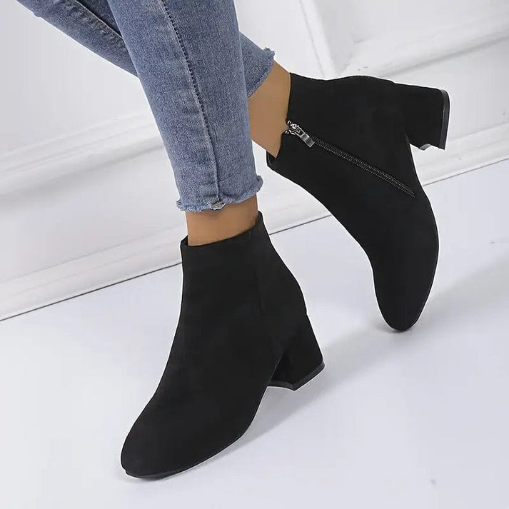 Fanya - Botines de Tacón Cuadrado Chic