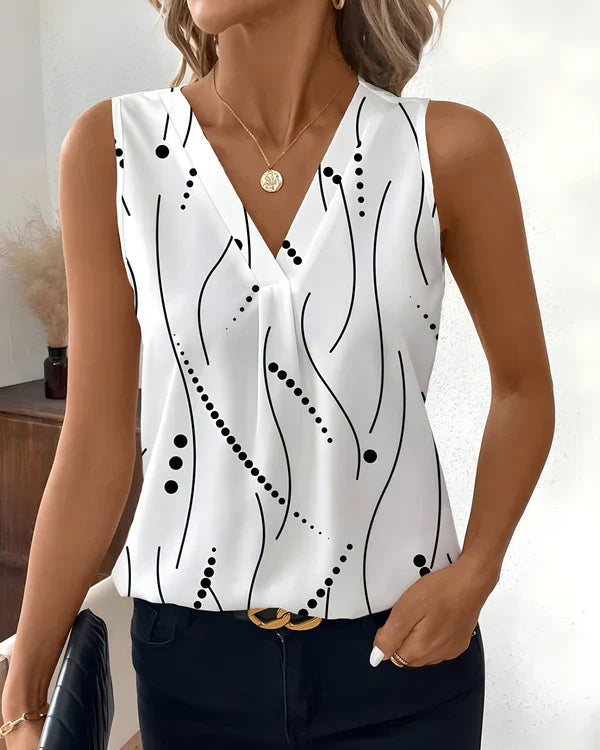 Thea - Blusa Sin Mangas Con Cuello En V