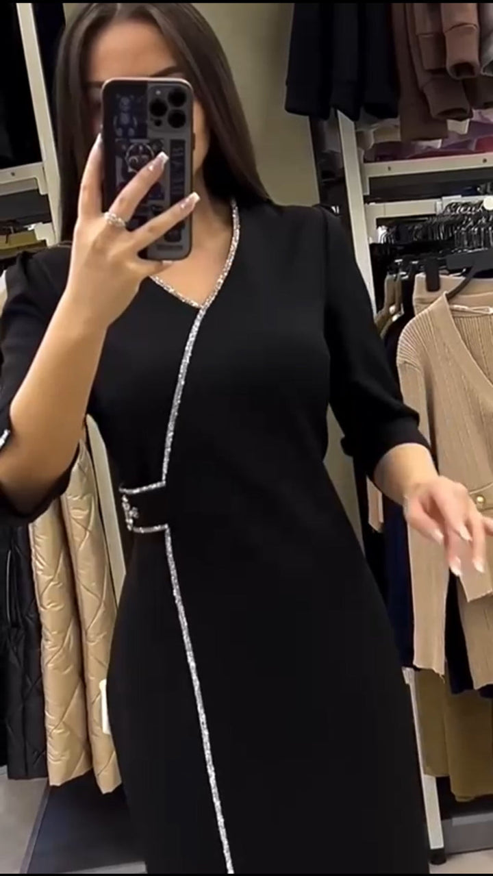 Vesela - Vestido Largo con Cuello en V Orquídea