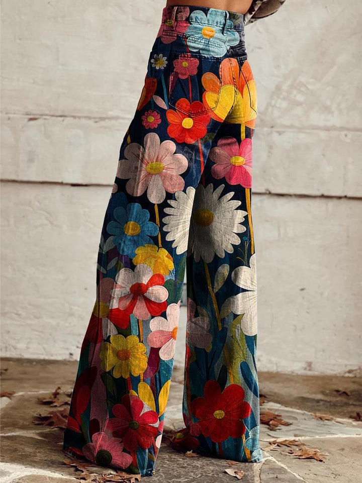 BRENNA - PANTALÓN FLORAL DE BOTONES
