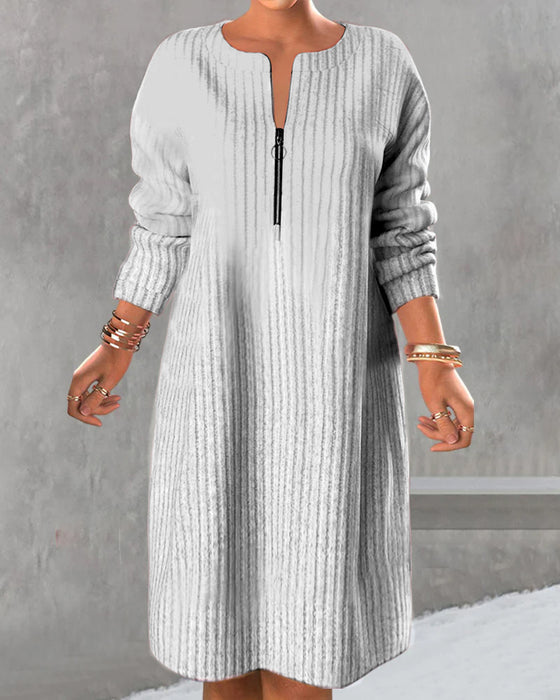 Nalea - Vestido De Color Liso Con Cremallera