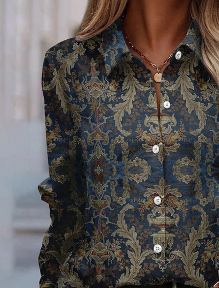 Fina - Camisa de Lujo con Cuello Elegante y Mangas Largas Clásicas