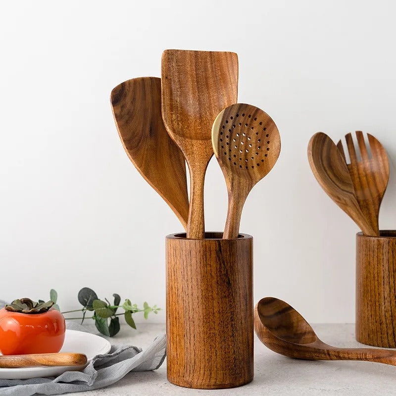 WalnutCraft - Juego De Utensilios De Cocina En Nogal (5 piezas)