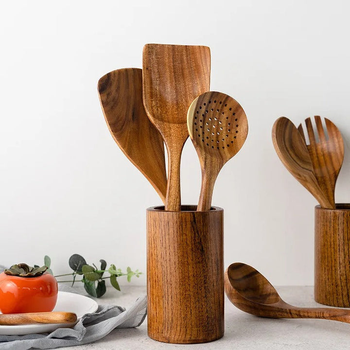 WalnutCraft - Juego De Utensilios De Cocina En Nogal (5 piezas)