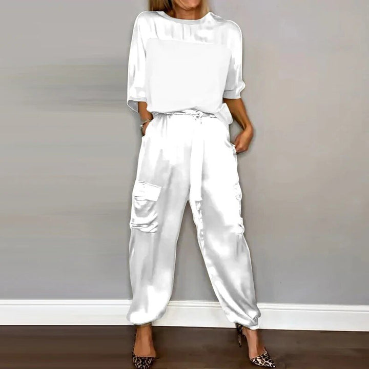Emilie - Conjunto de Top y Pantalón de Cuello Redondo