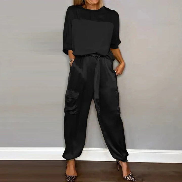 Emilie - Conjunto de Top y Pantalón de Cuello Redondo