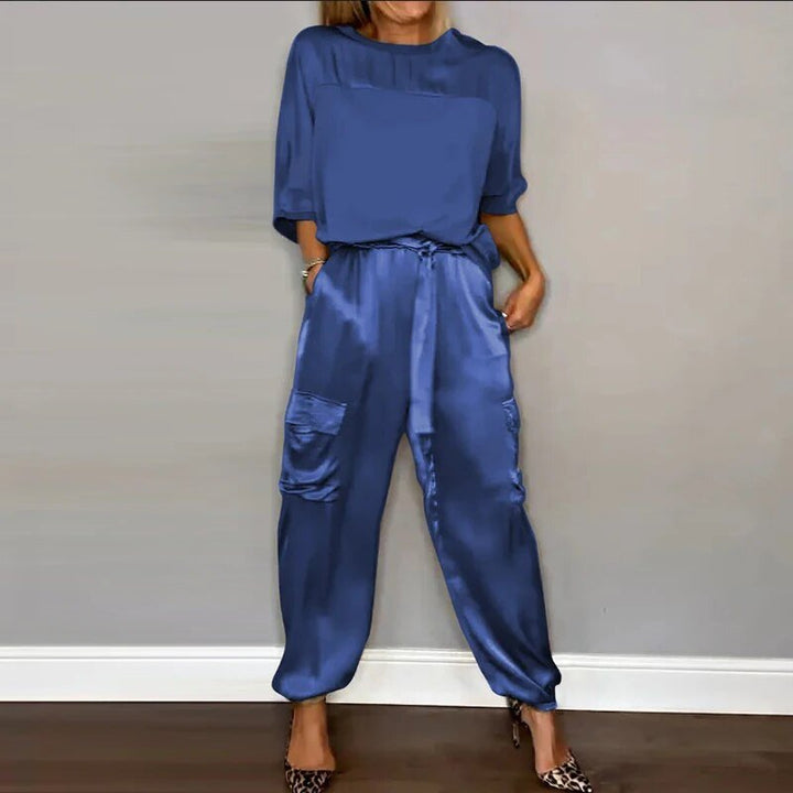Emilie - Conjunto de Top y Pantalón de Cuello Redondo