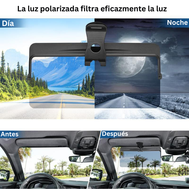 VisionClear - Parasol Universal Para Coche Con Protección Antideslumbrante Polarizada
