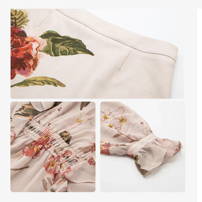 Jitske - Vestido Con Cordones y Estampado Floral