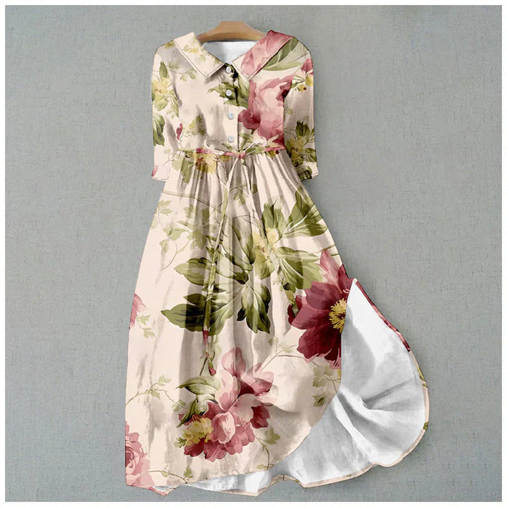 Jitske - Vestido Con Cordones y Estampado Floral