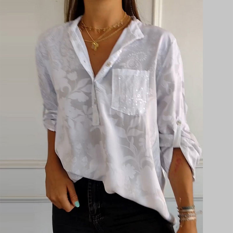 Sylke -  Top Estampado Con Medio Botón