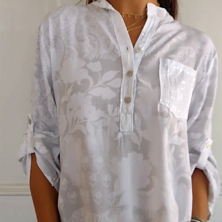 Sylke -  Top Estampado Con Medio Botón