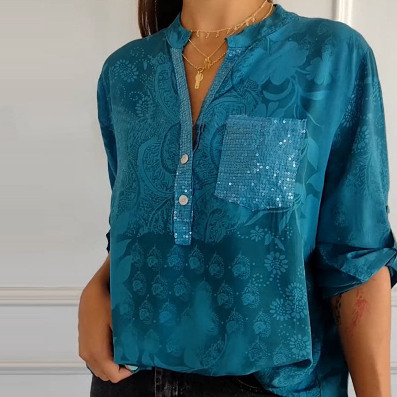 Sylke -  Top Estampado Con Medio Botón