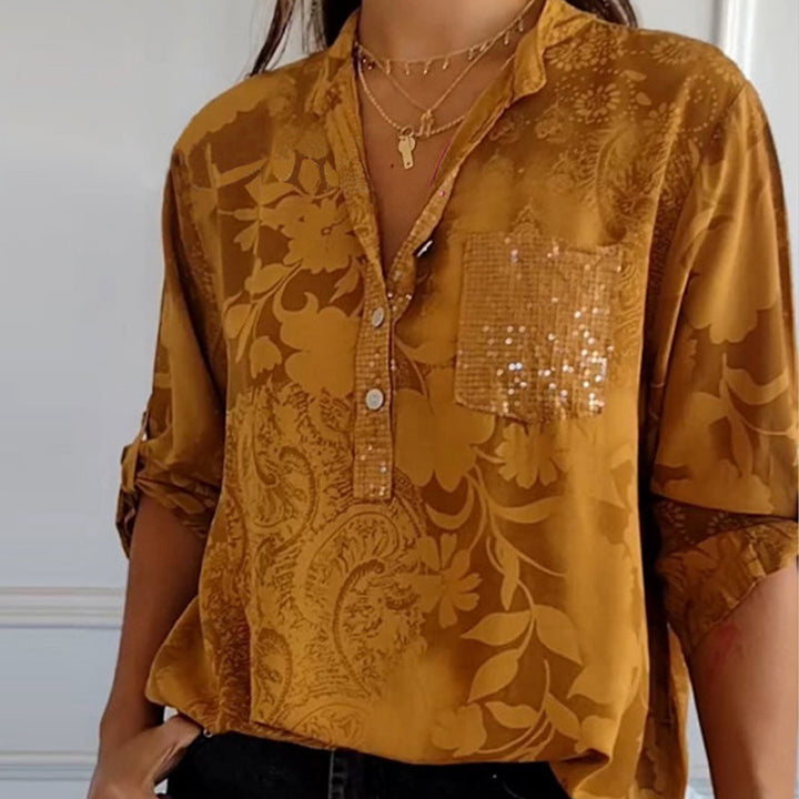 Sylke -  Top Estampado Con Medio Botón