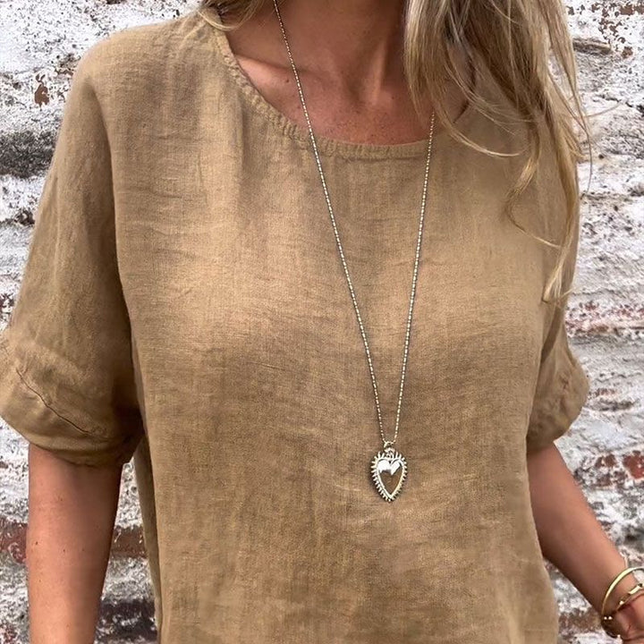 Joline - Blusa de Cuello Redondo y Manga Corta