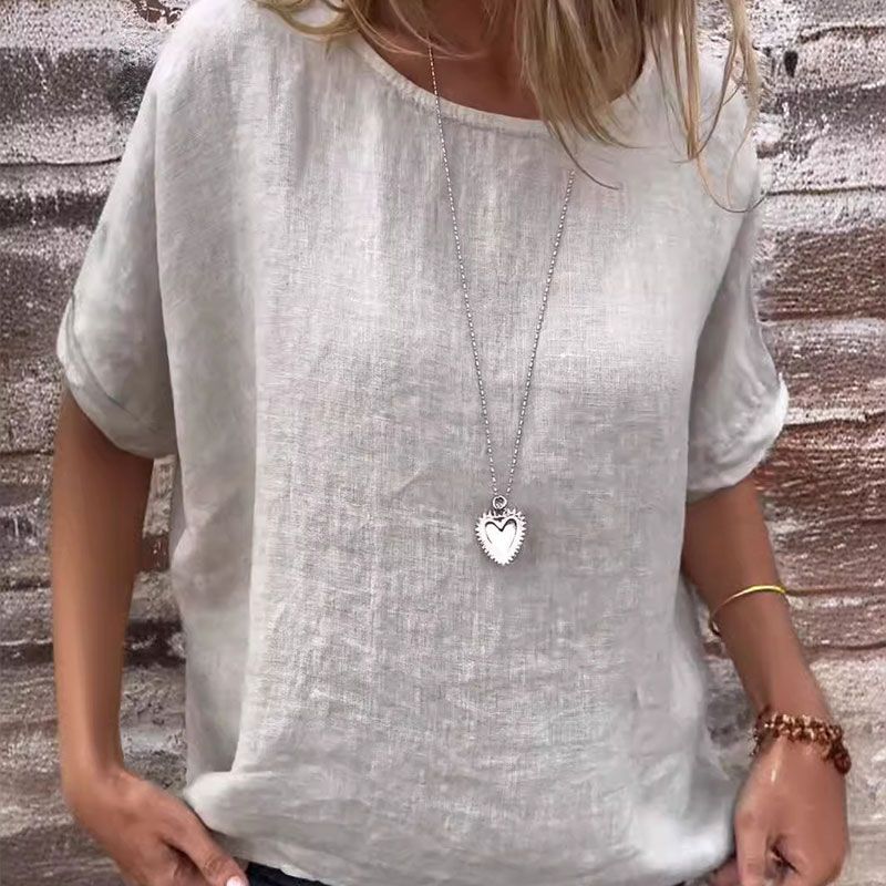 Joline - Blusa de Cuello Redondo y Manga Corta