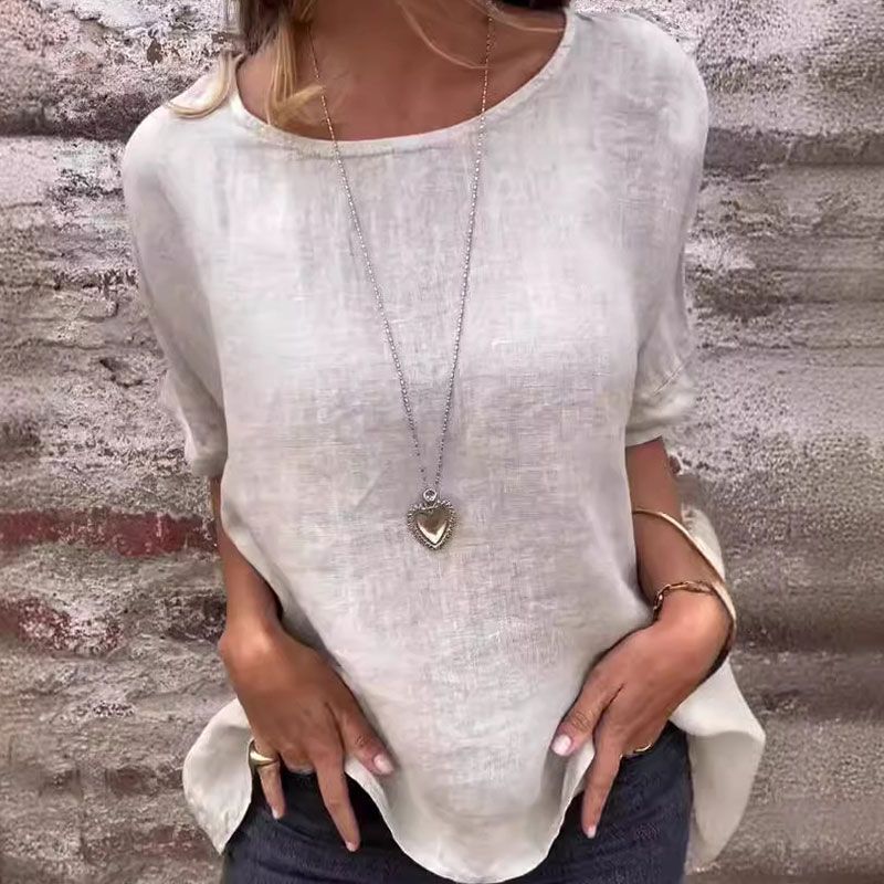 Joline - Blusa de Cuello Redondo y Manga Corta