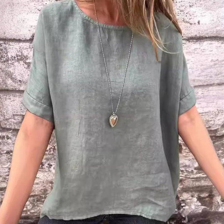 Joline - Blusa de Cuello Redondo y Manga Corta