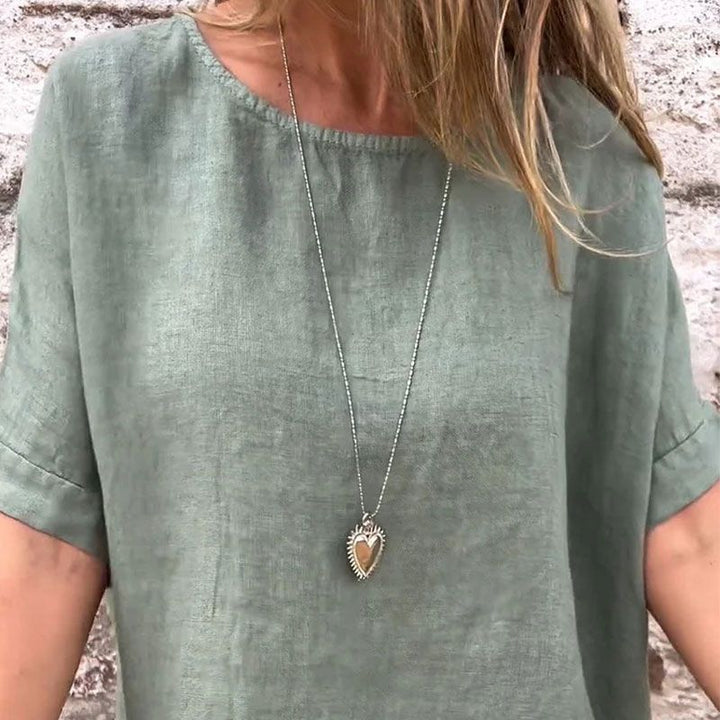 Joline - Blusa de Cuello Redondo y Manga Corta