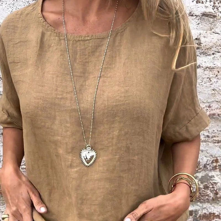 Joline - Blusa de Cuello Redondo y Manga Corta