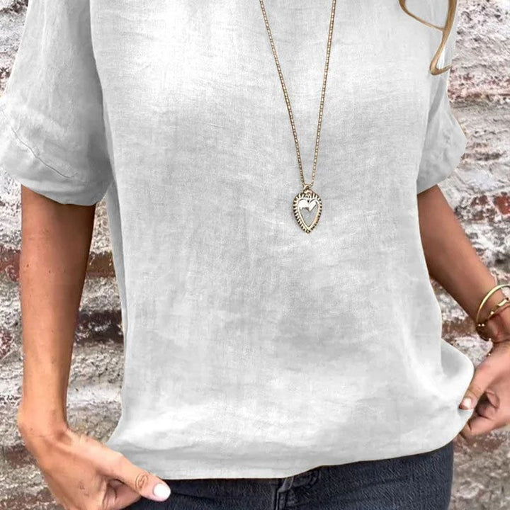 Joline - Blusa de Cuello Redondo y Manga Corta