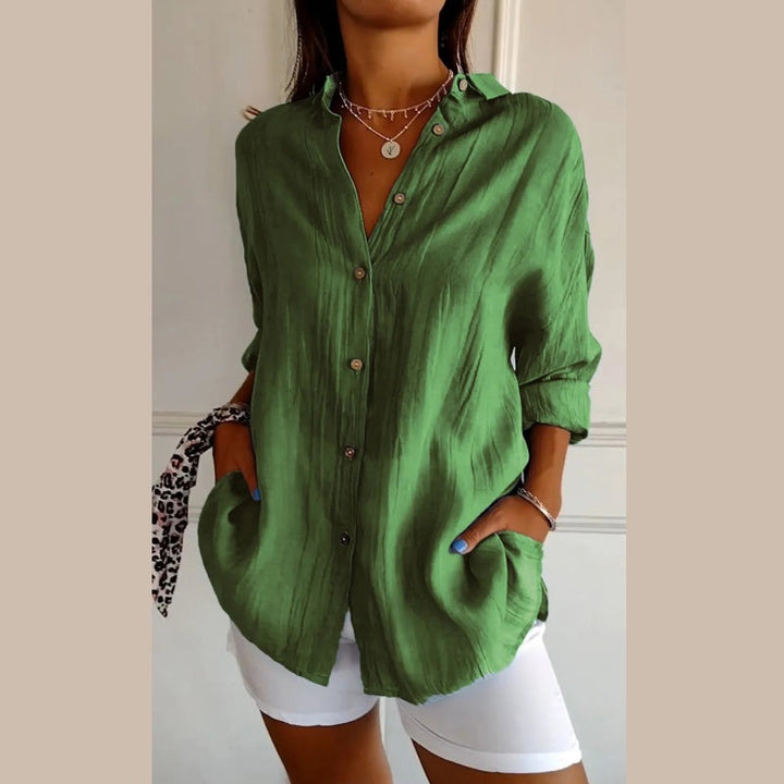 Virgie - Camisa Clásica de Solapa Sencilla