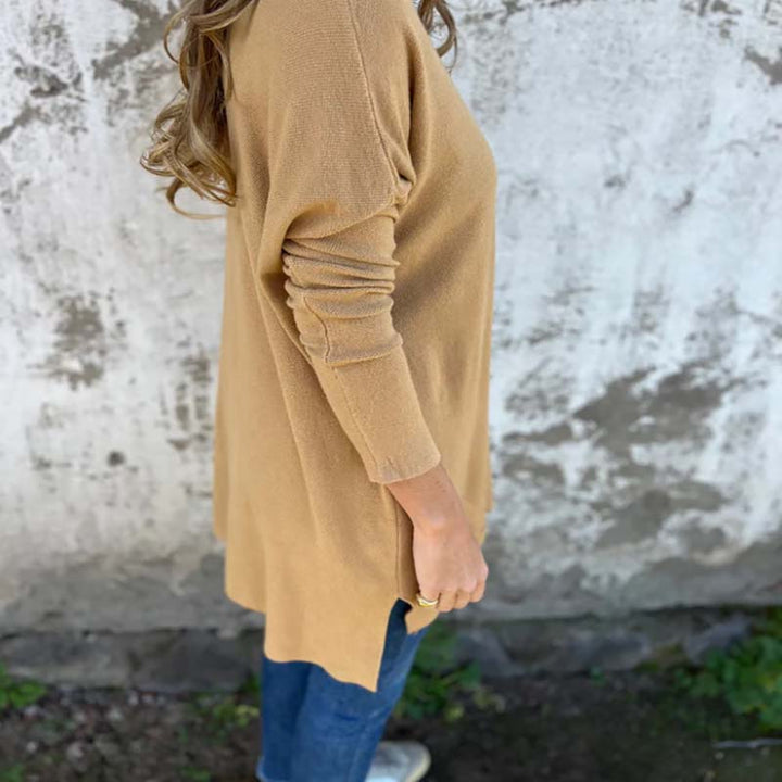 Soledad - Cómoda Blusa de Punto de Manga Larga y Cuello en V