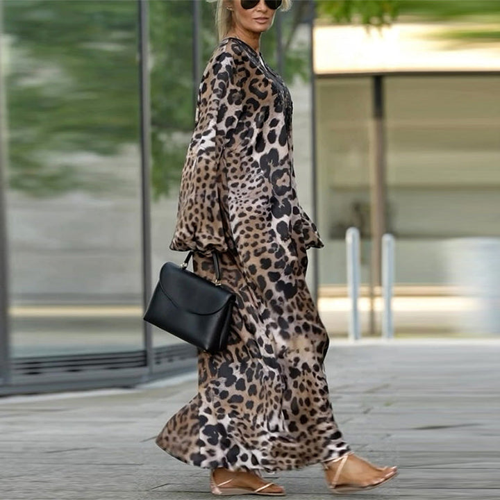 Virginia - Vestido de Manga Larga con Estampado de Leopardo