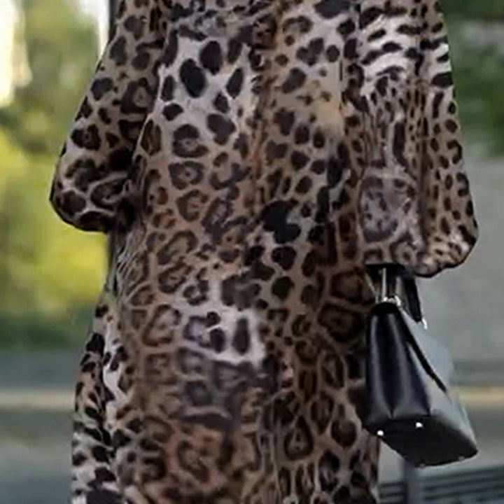 Virginia - Vestido de Manga Larga con Estampado de Leopardo