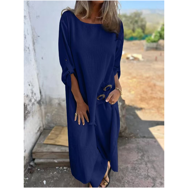 Yeliz - Elegante Traje de dos Piezas de Algodón y Lino
