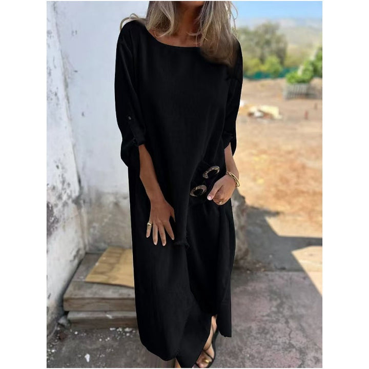Yeliz - Elegante Traje de dos Piezas de Algodón y Lino