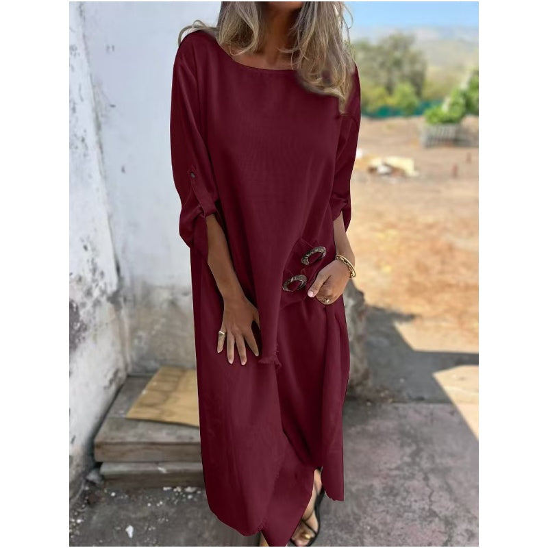 Yeliz - Elegante Traje de dos Piezas de Algodón y Lino