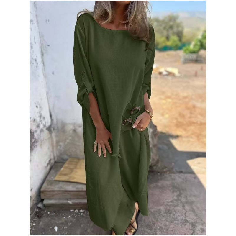 Yeliz - Elegante Traje de dos Piezas de Algodón y Lino